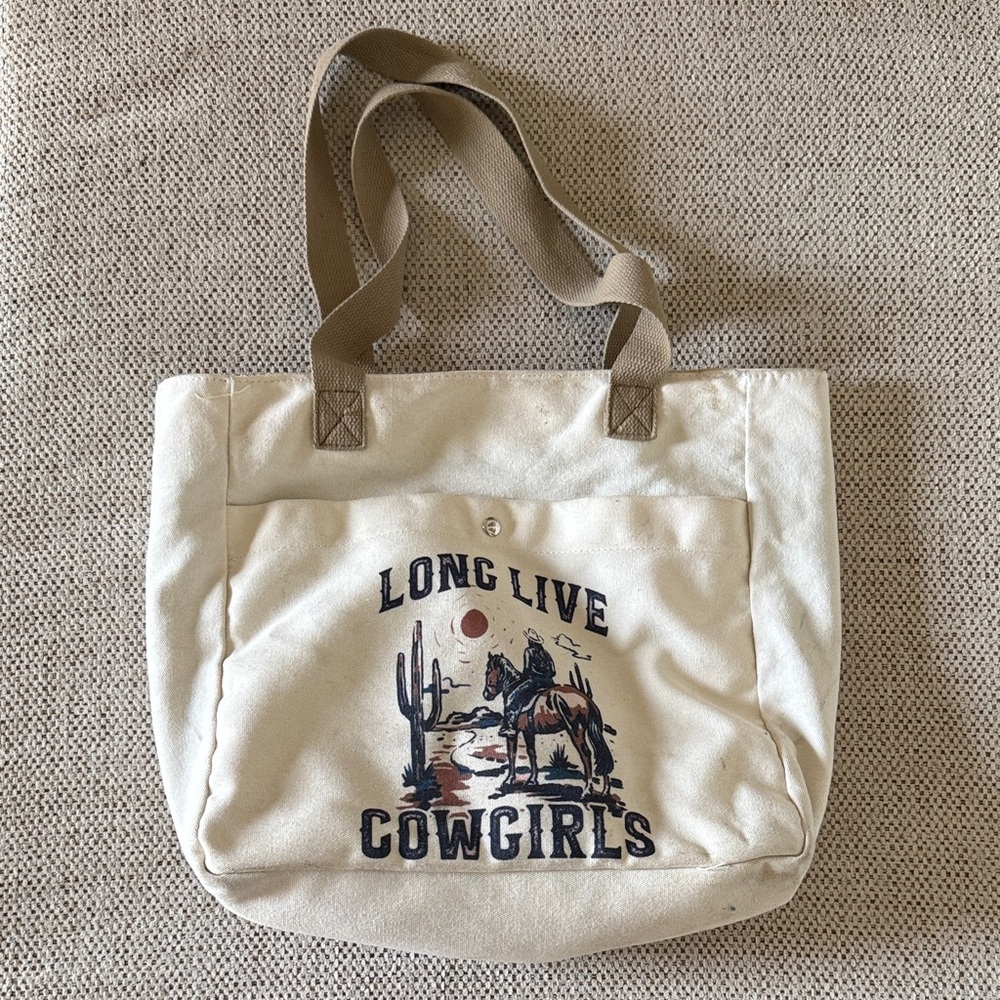 Cowgirls Canvas Tote Bag - Cream